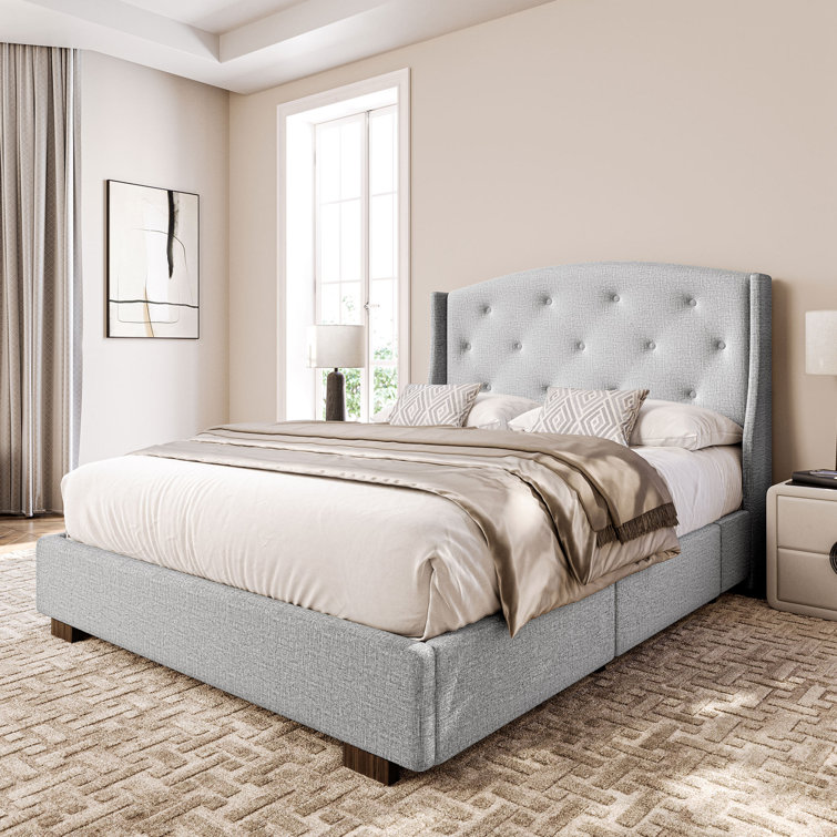 Winston Porter Monserat Bed Frame with Headboard 4 Storage Drawers Reviews Wayfair